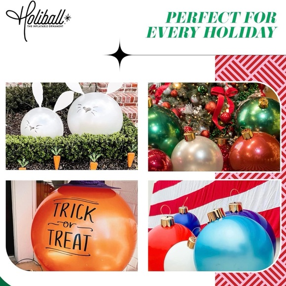NIB - Holiball Inflatable Holiday Ornament - Indoor/Outdoor- 30" Light Blue - Picture 9 of 11